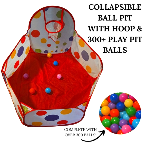 COLORFUL POLKA DOT PLAY BALL PIT W/ HOOP & OVER 300 PLAY BALL PIT BALLS - Picture 1 of 2